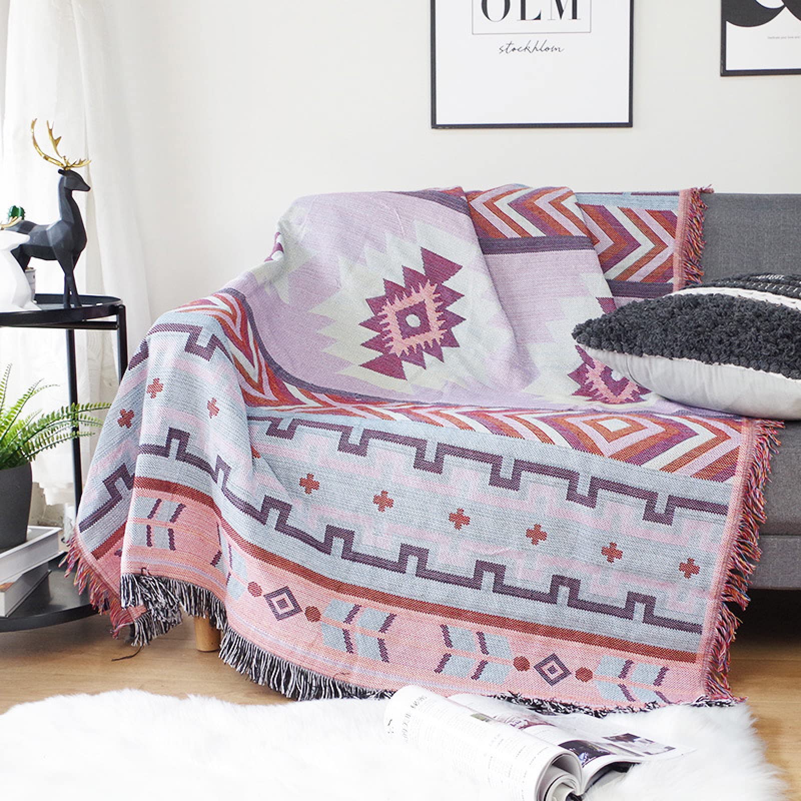 Amazon.co.jp: Generic ブランケット、ボヘミアンニットブランケット