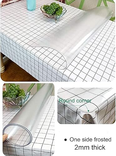 Miniatura 4 de ZHANGQINGXIU - Mantel transparente de PVC translúcido, versión actualizada, sin olor a plástico, personalización de tamaño (color transparente,