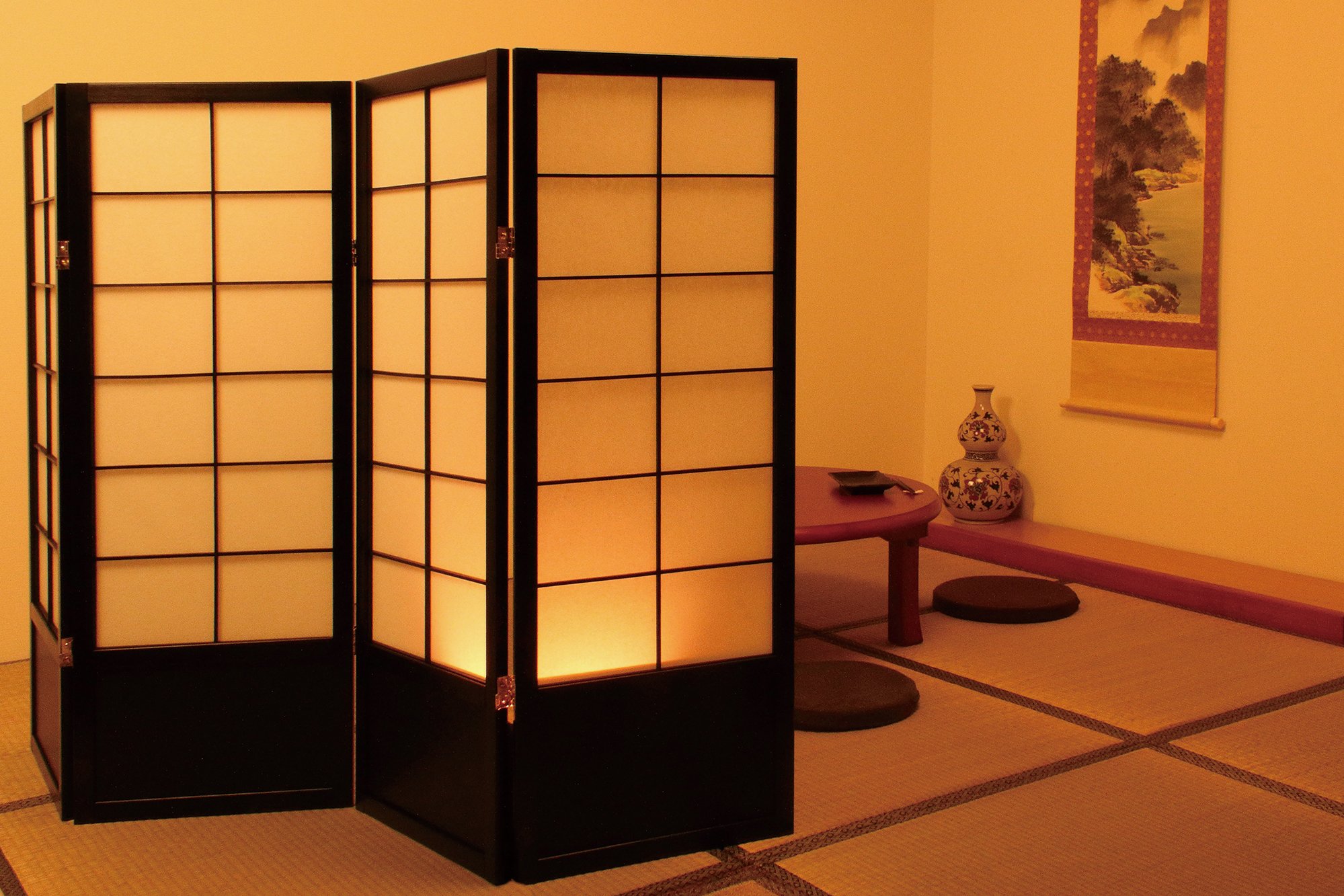 Amazon｜koeki 和風衝立4連 ブラック 高さ120cm JP-S120-4(BK
