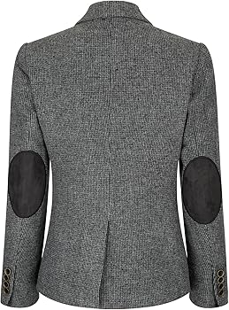Blazers Para Mujer TruClothing Chaleco De Lana De Espiga De Tweed Para Mujer, Clásico, Elegante, Casual, Vintage, Años 20, Blazer Negro, 38 Blazer Zara Mujer