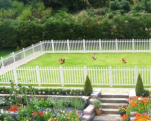 Miniatura 7 de Paneles de valla de piquetes, 2 juegos de 84 pulgadas de largo x 38.6 pulgadas de alto, valla de vinilo de PVC para jardín de patio delantero y