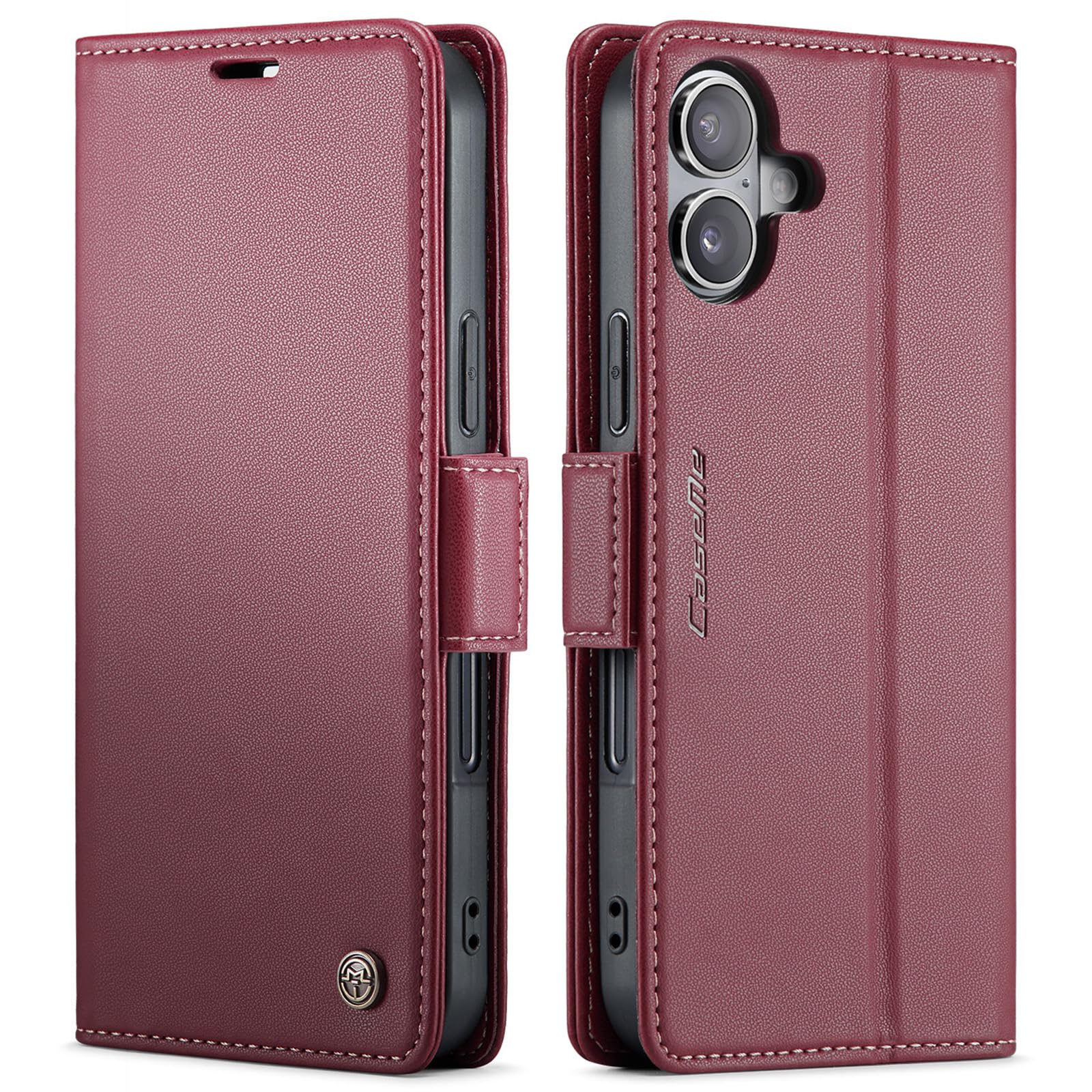 Coque pour iPhone 16 étui portefeuille avec blocage RFID bordeaux
