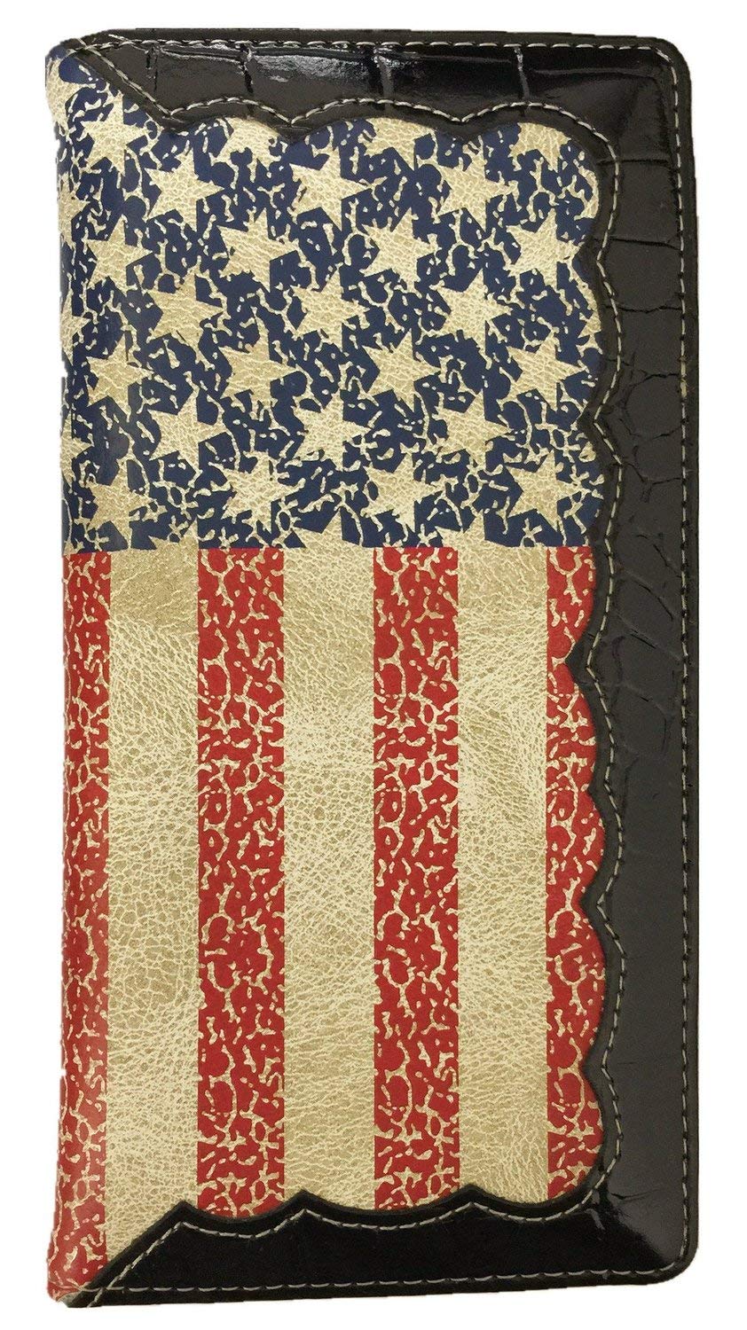 Men Wallet Western Bifold Check Book Style W045 American Flag