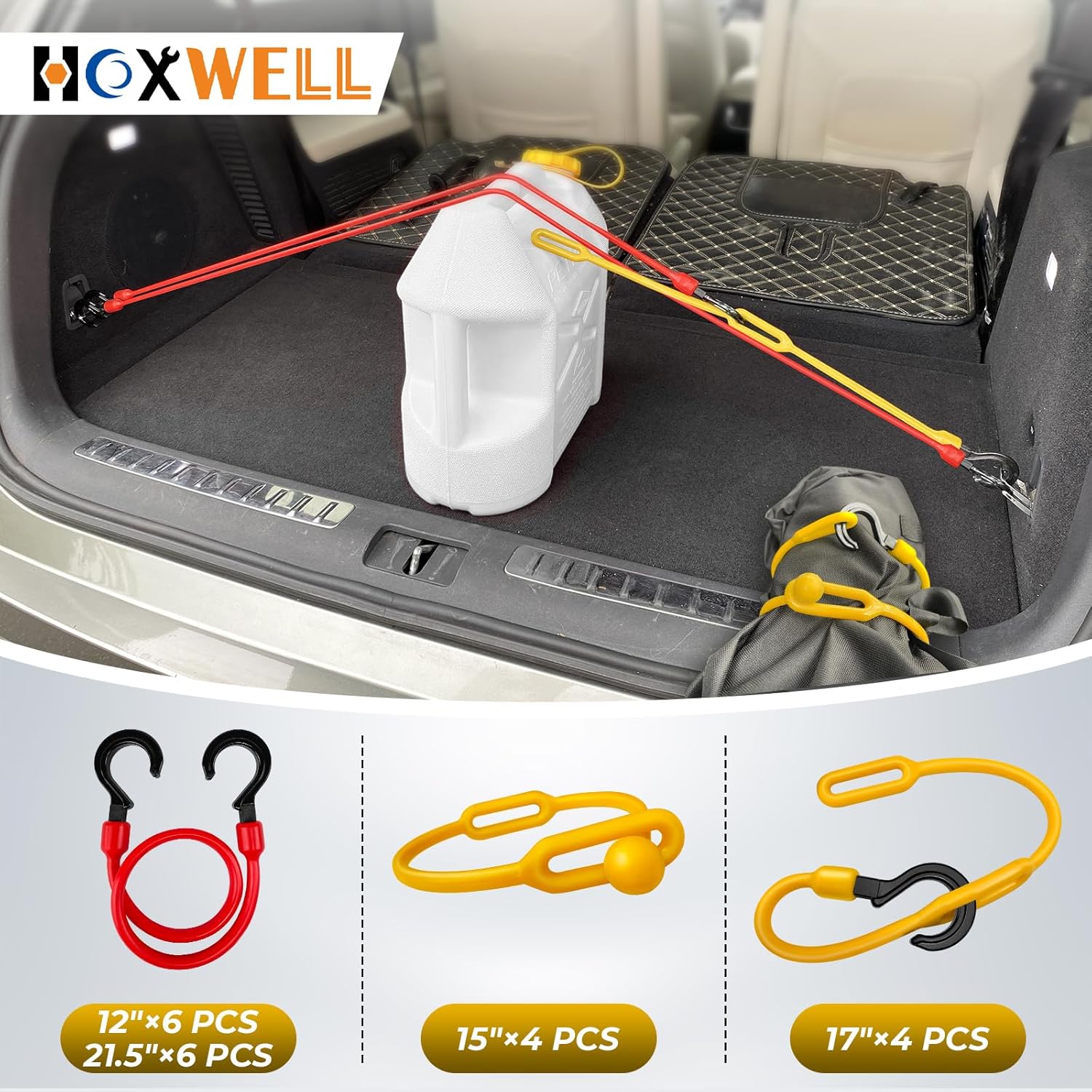 Rubber Bungee Cords with Hooks Heavy Duty Outdoor, 20 PCS Include 12’’, 15’’, 17’’ and 21.5’’, Bunjee Chords Assorted Sizes with Ball, Bungee Straps for Tarp, Cars, Camping and Trips