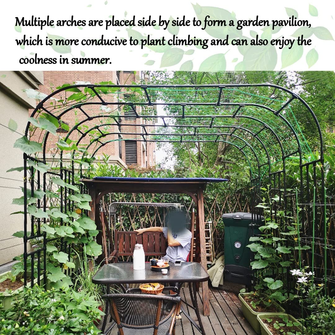 Rosenbogen aus Metall, 180 cm, schwarz, Pergola-Laube für Kletterpflanzen, Gartendekoration