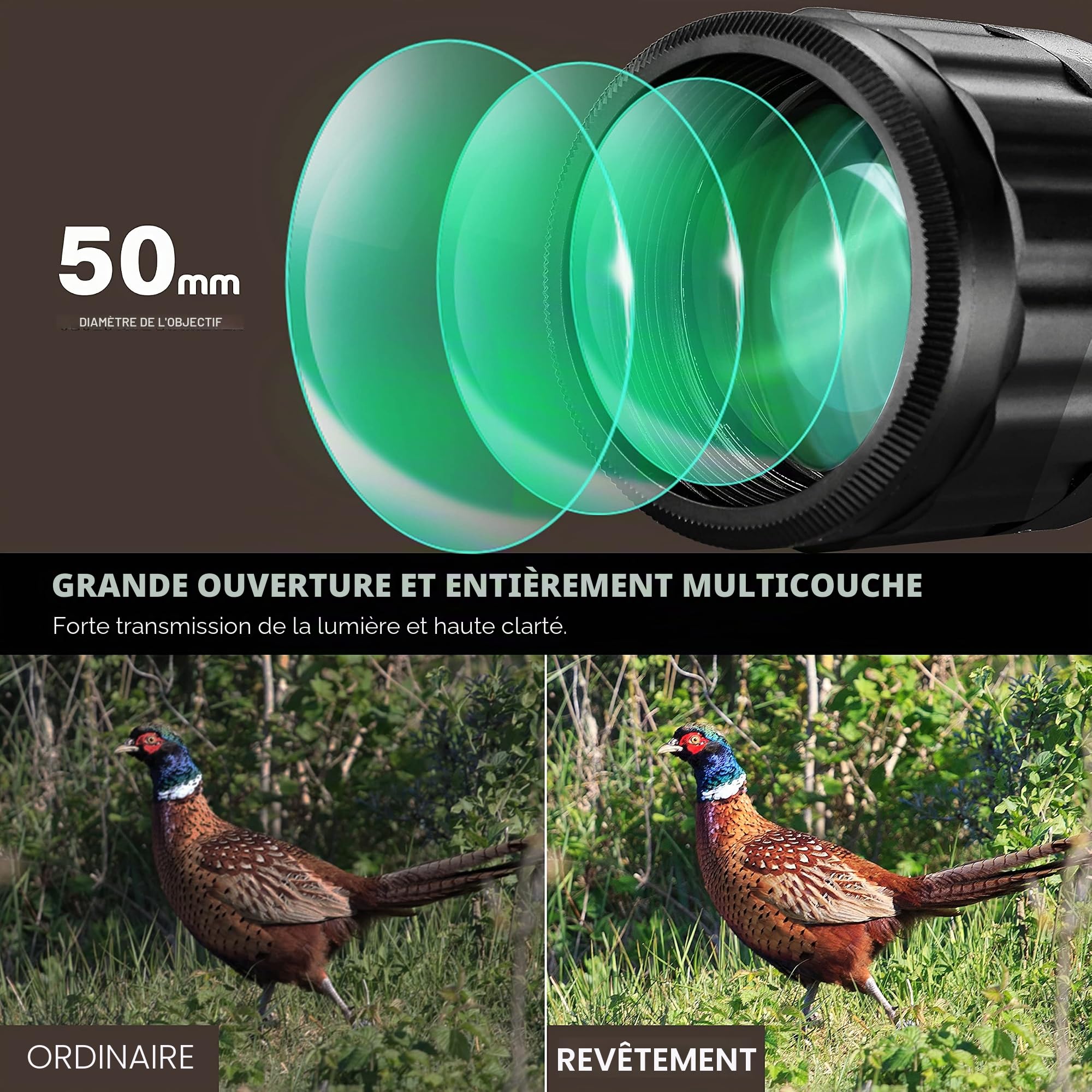 ESSLNB Lunette De Visee 3-9X50mm avec Parasol Tube et Télémètre Rouge Vert Bleu 3 Luminosité Réglages Viseur Point Rouge pour 20mm/22mm Weaver/Picatinny Rail Mount pour Chasse