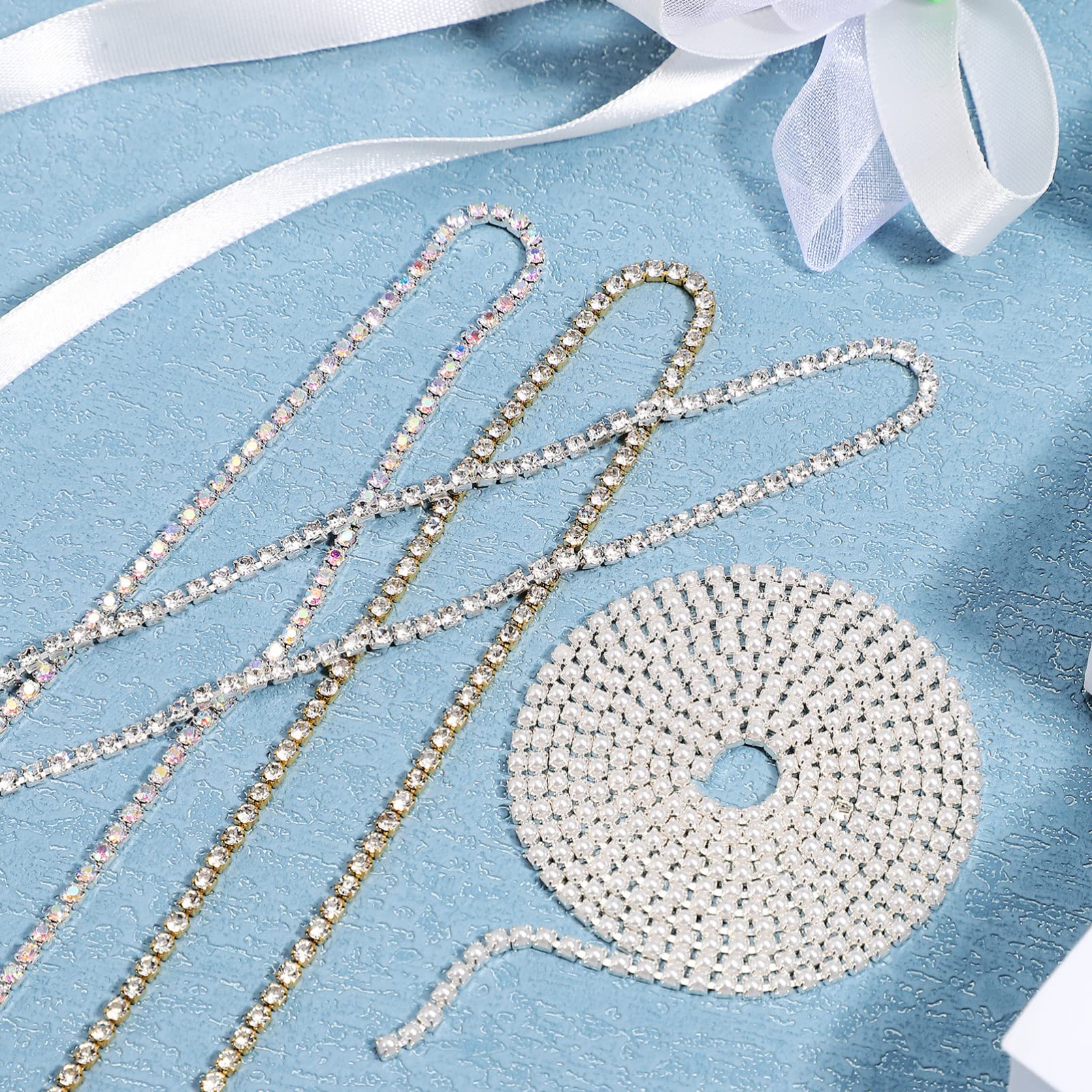 ACiyD Stück Strass-Besatz Diamant-Kristallkettenapplikationen Bling-Bordüren für DIY-Dekoration und Hochzeitskleidungsverschönerungen