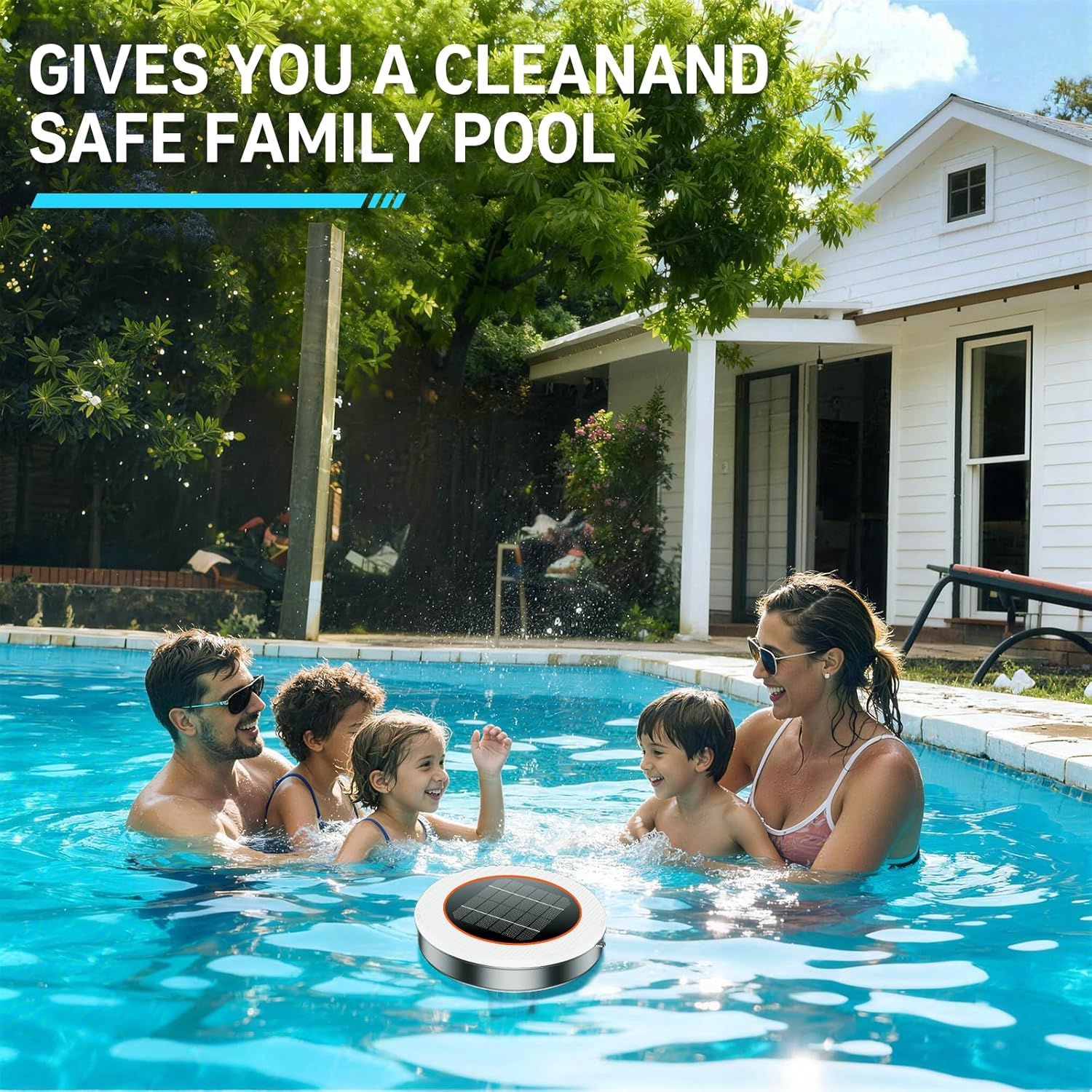 Solar Pool Ionizer - Floating for Swimming Pools Up to 55,000 Gallons Above/In Ground Effortless Maintenance with Large Solar Panel Salt-Free Tech for Naturally Clear Water