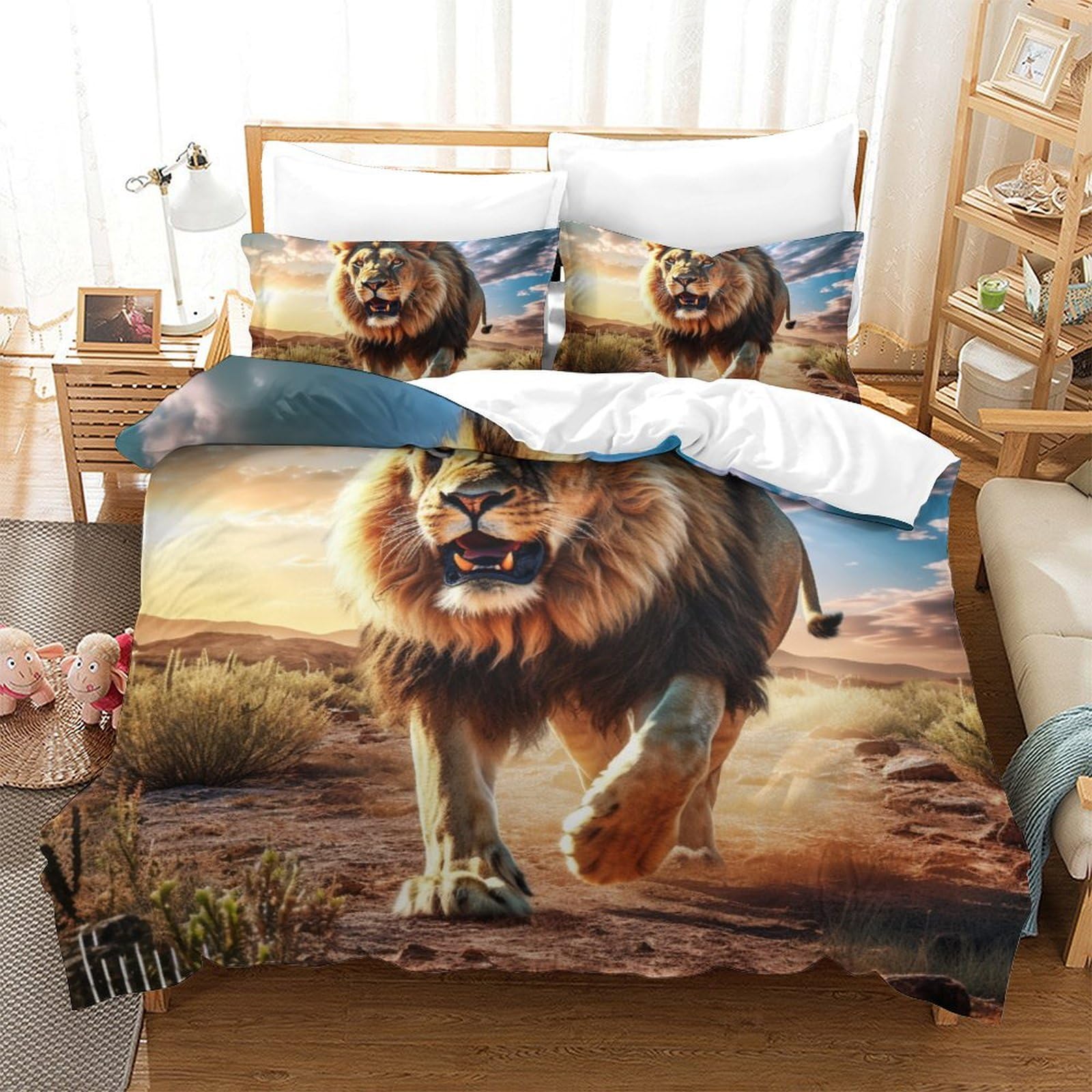 Housse de couette Lion 3D pour transformer la chambre d'enfant en une véritable savane