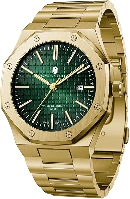 SAPPHERO Mens Watches Stainless Steel Quartz Watch for Men Waterproof Date Clock Fashion Business Wristwatch Gift for Men