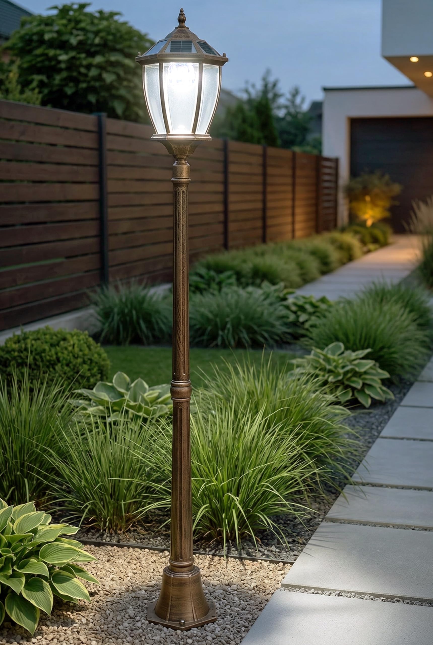 Arnusa Gartenlaterne Solarbetrieben klassisch 175 cm Solarlampe Außenleuchte Sockelleuchte kabellos Duo Color warmweiß und kaltweiß
