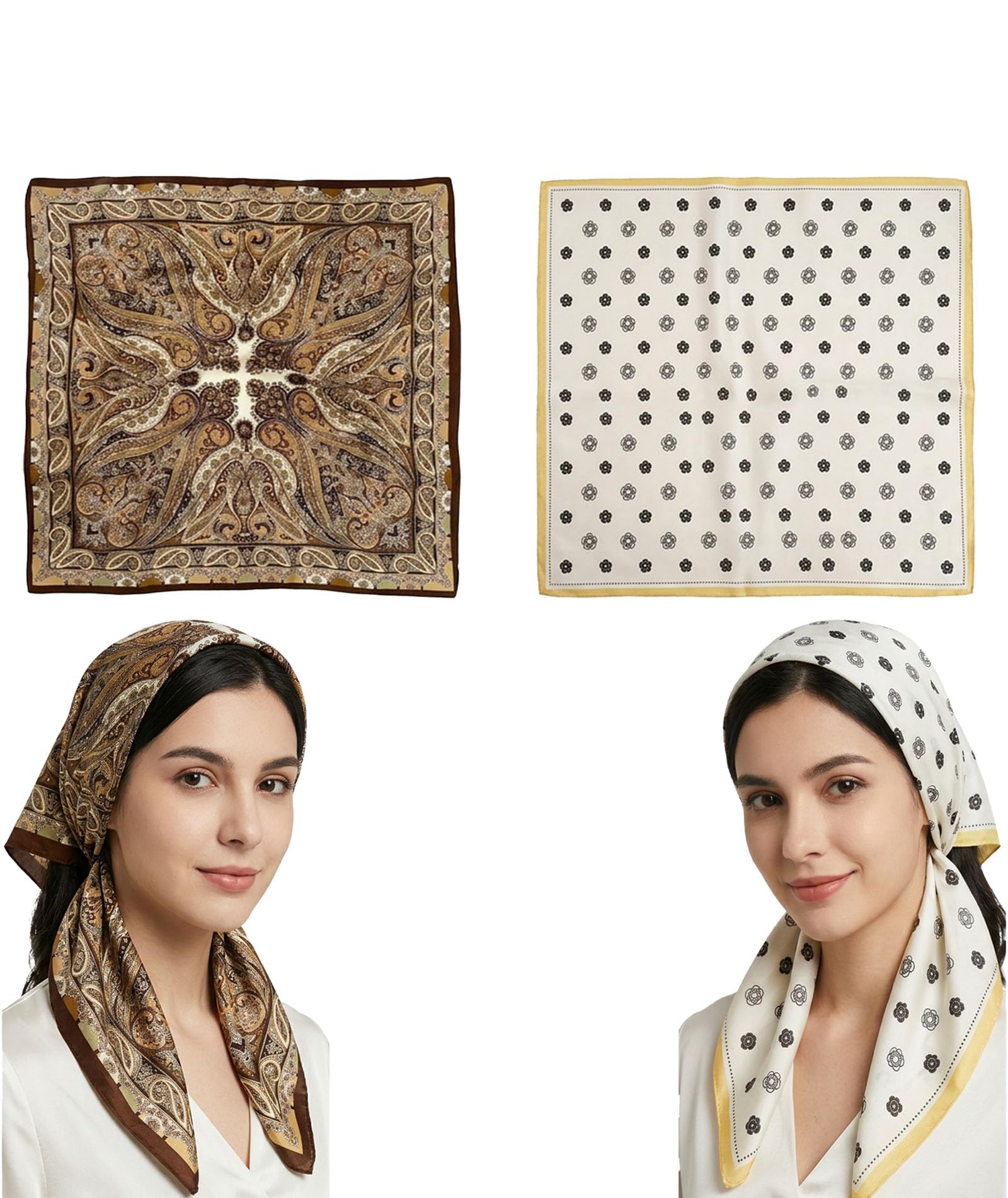 truvart 2PCS Bandanas for Women, Head Scarf for Women, Scarf for Women Stylish, Multipurpose Fashion Accessories, Square Scarves, 70x70 cm Size, Versatile Wear Options for Use-picture-39
