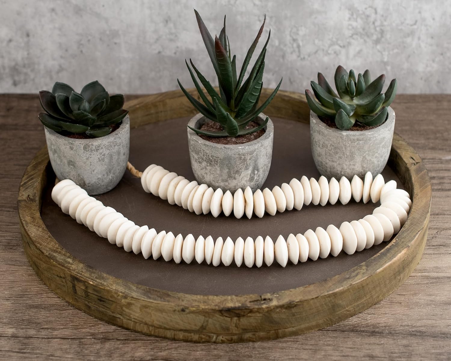 The Bead Chest White Bone Beads Saucer 21mm Kenya African Large Hole 24 Inch Strand Handmade
