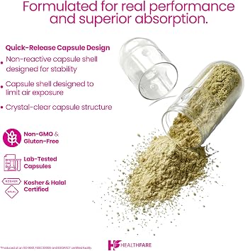 Healthfare Aloe Vera Capsules | 60 Vegan Pills | Inner Leaf Aloe Vera Extract Supplement | Non-GMO, Gluten-Free | Made in USA