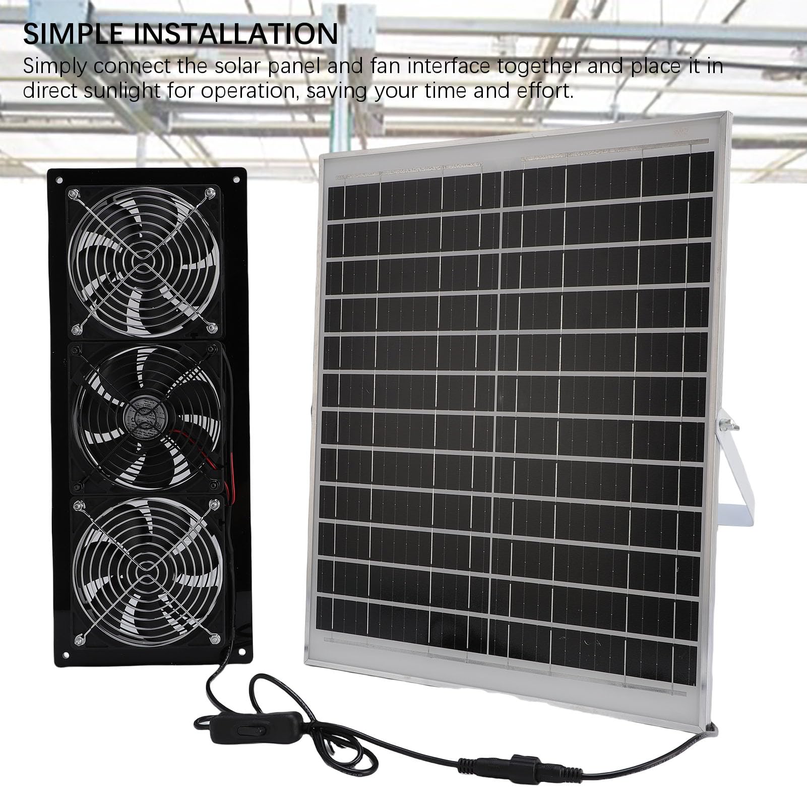 Kit de Ventilador de Escape con Energía Solar, Ventilador Eficiente de Alta Velocidad de 25W para Gallinero, Invernadero, Cobertizo, Casa para Mascotas