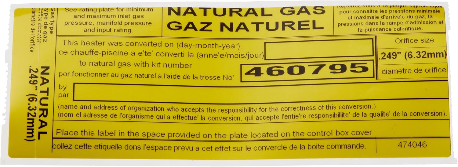 Pentair 460795 Propane Gas to Natural Gas Conversion Replacement Kit MasterTemp 175-BTU High Performance Eco-Friendly Heater