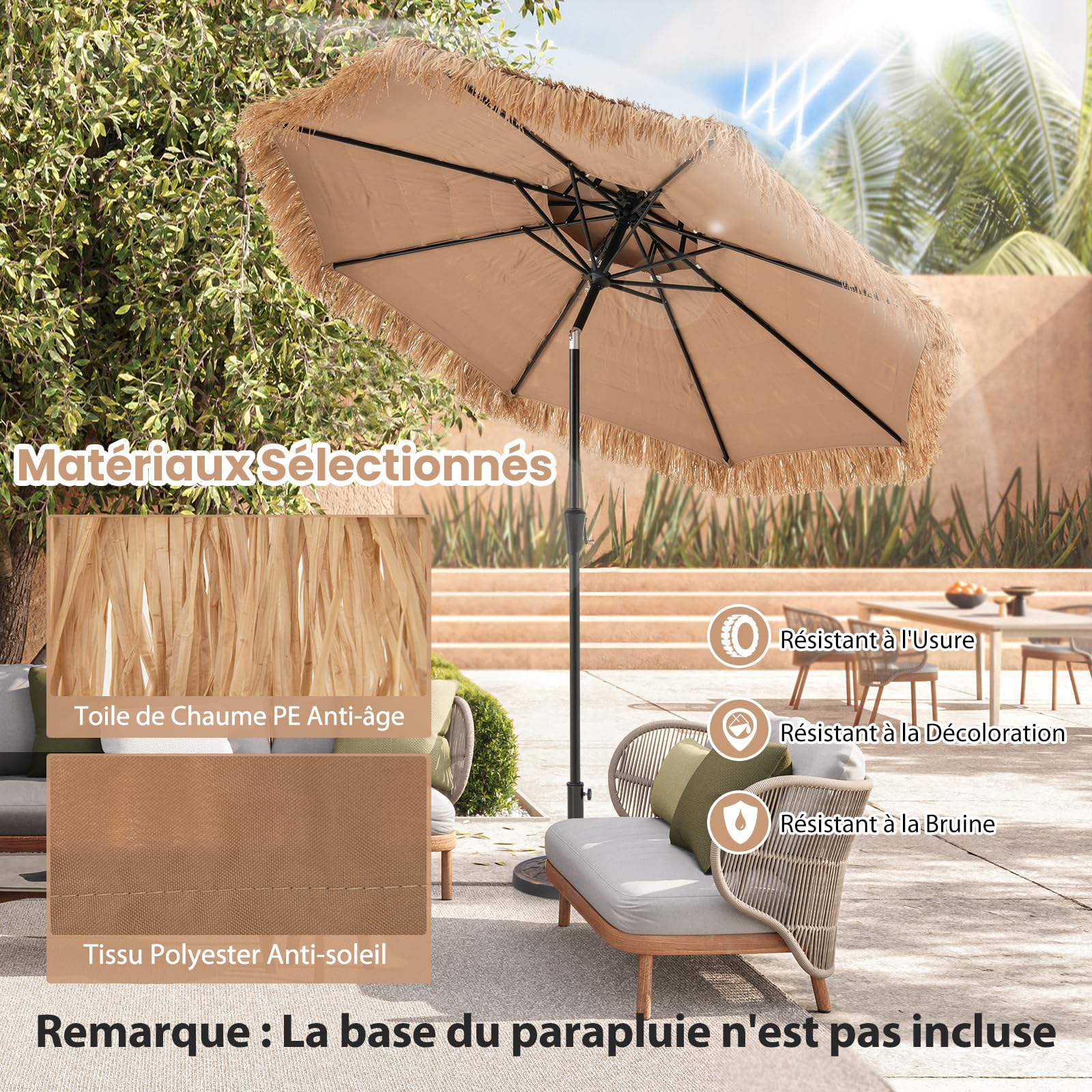 RELAX4LIFE Parasol de Plage Hawaï Tropicale 286x247cm