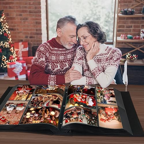 Miniatura 6 de Artmag - Álbum de fotos de tela, 4 x 6, gran capacidad para bodas, aniversario y familia, álbum de lino con capacidad para 1000 fotos horizontales y