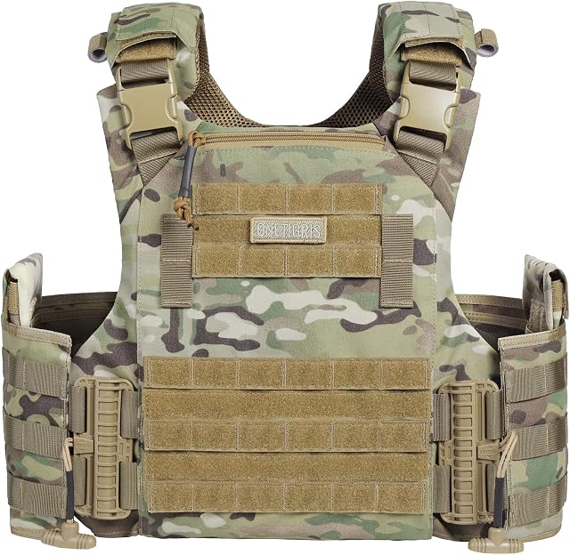 OneTigris Airsoft Vest - FYR Tactical Vest Molle Quick-release Plate Carrier Vest Lightweight Military Vest 500D Nylon for Airsoft Games CS Outdoor Training Games
