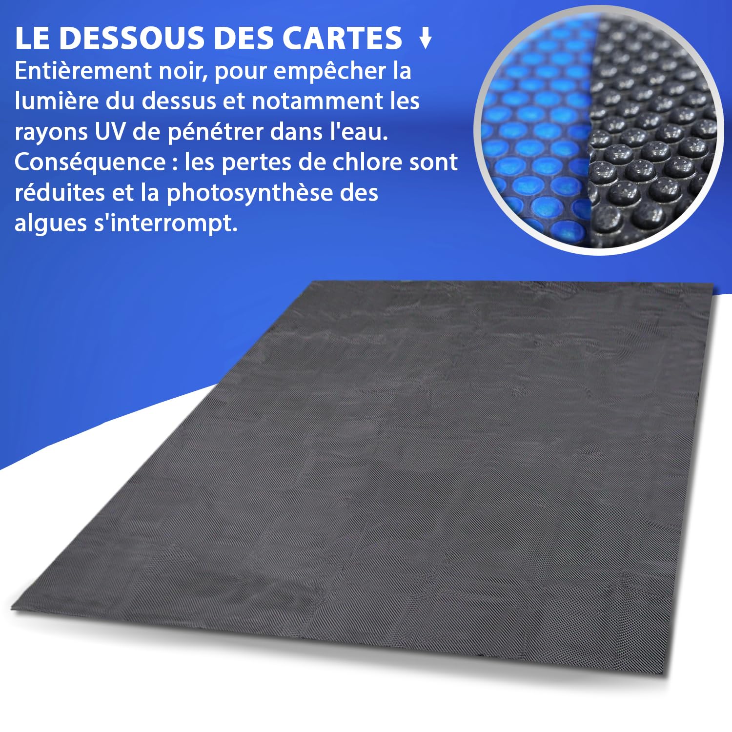 Poolpanda Premium Bâche à Bulles 732 x 366 cm Rectangulaire | Épaisseur 400 µm | Noir/Bleu | découpable | Couverture de Piscine Solaire | Chauffage de Piscine