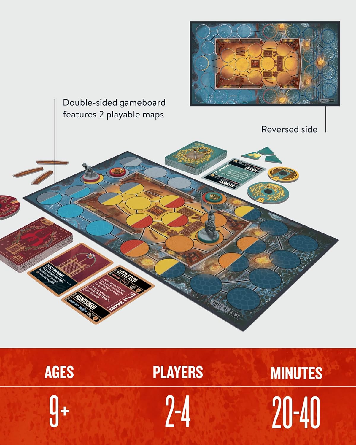 Restoration Games Unmatched Little Red Riding Hood vs Beowulf - Strategy Board Game for 2 Players - Heroes Expansion with Miniatures, Unique Decks, and Battlefield - 20 Min Playtime - Ages 9+