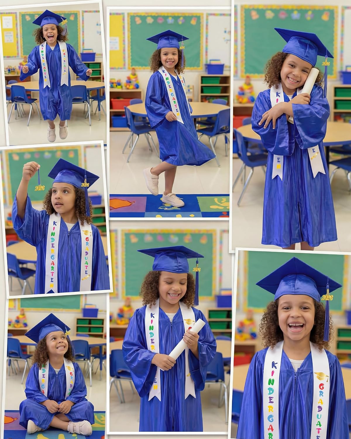 Foaincore 2026 Year Preschool and Kindergarten Graduation Gown Cap Tassel Set with 2026 Charm Printed Stole Grad Gift image 5
