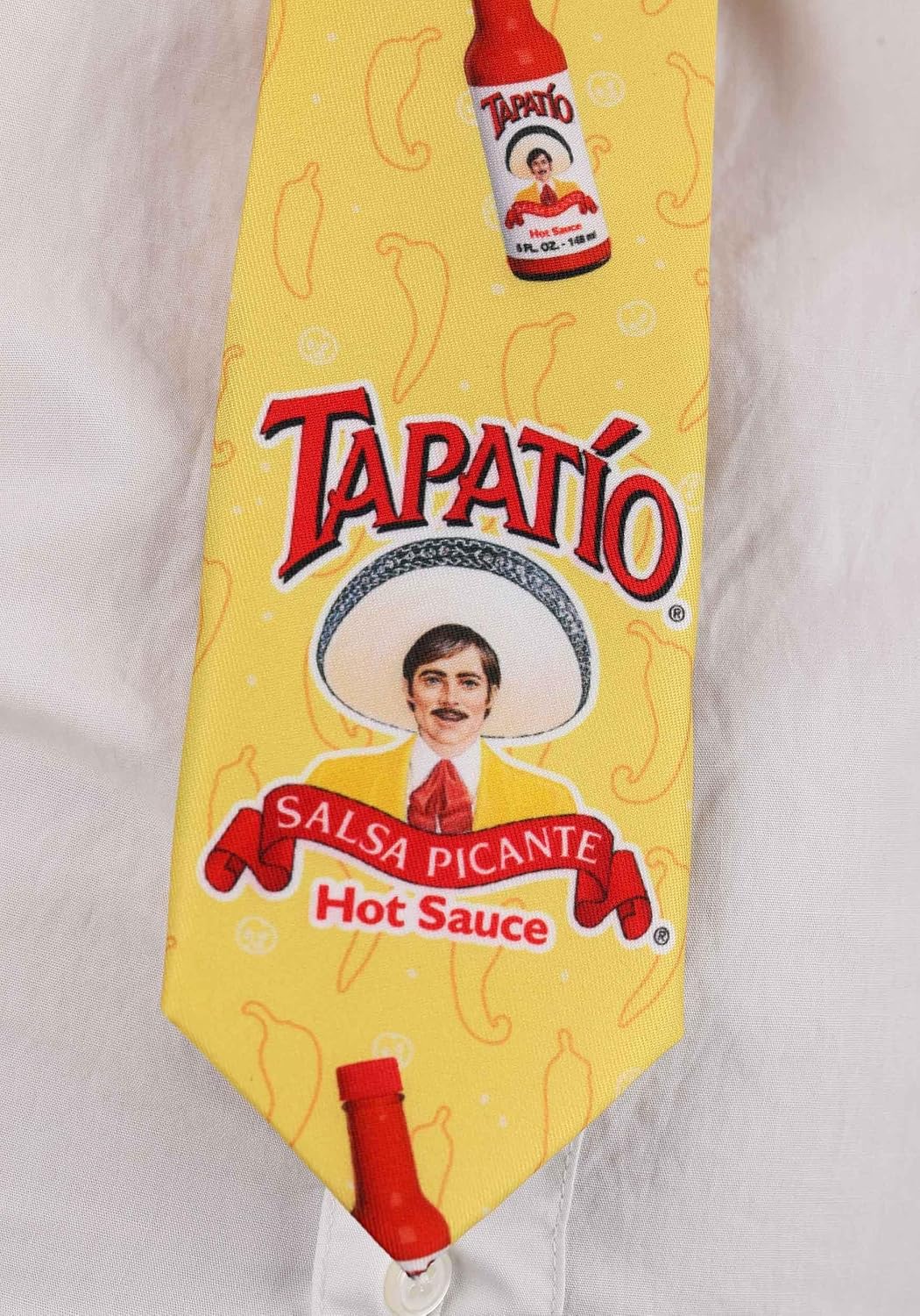 Men's Tapatio Hot Sauce Necktie - 36" x 2.5" Tie with All-Over Printed Food Graphics, Funny Novelty Neck Ties image 3