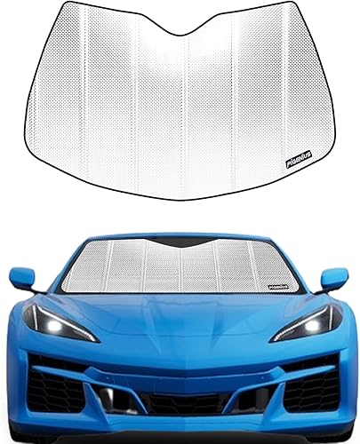 Pigenius Windshield Sun Shade for Chevy Corvette C8 2020-2026. Reflective Alumin
