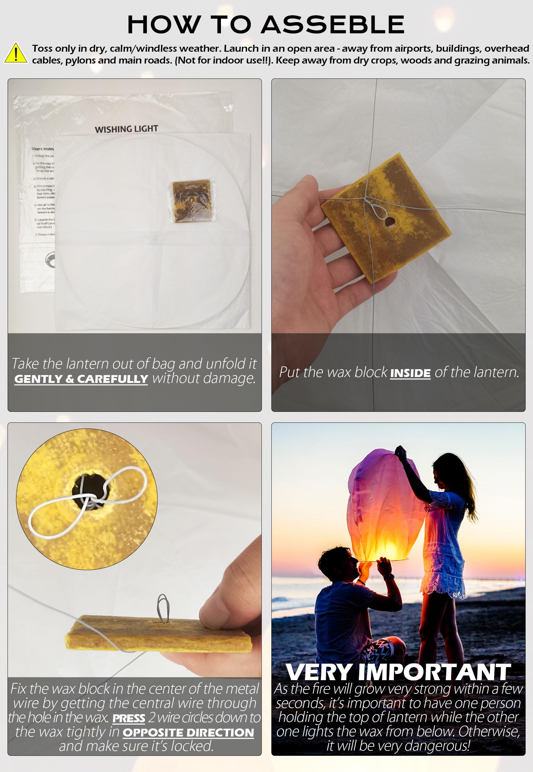 Lanterne Volante 100% biodégradable Papier, Blanche lampion Chinoise Volant, idéal pour Vos événements Mariage fêtes Nouvel an, 12 pièces