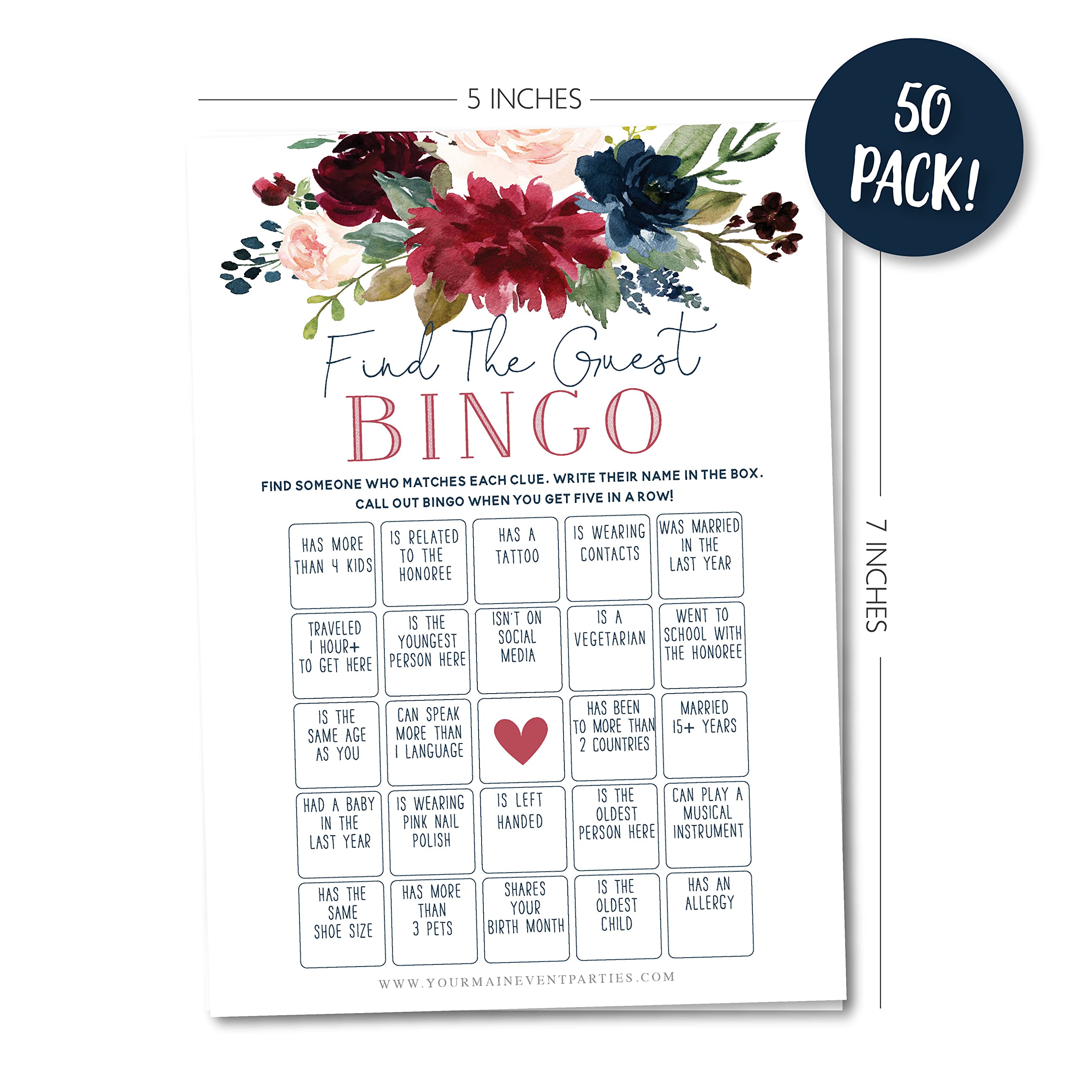Hoolerry Find The Guest Bingo Game - 50 Cards For Bridal Shower, Baby Shower & Wedding Party Activities - View #7