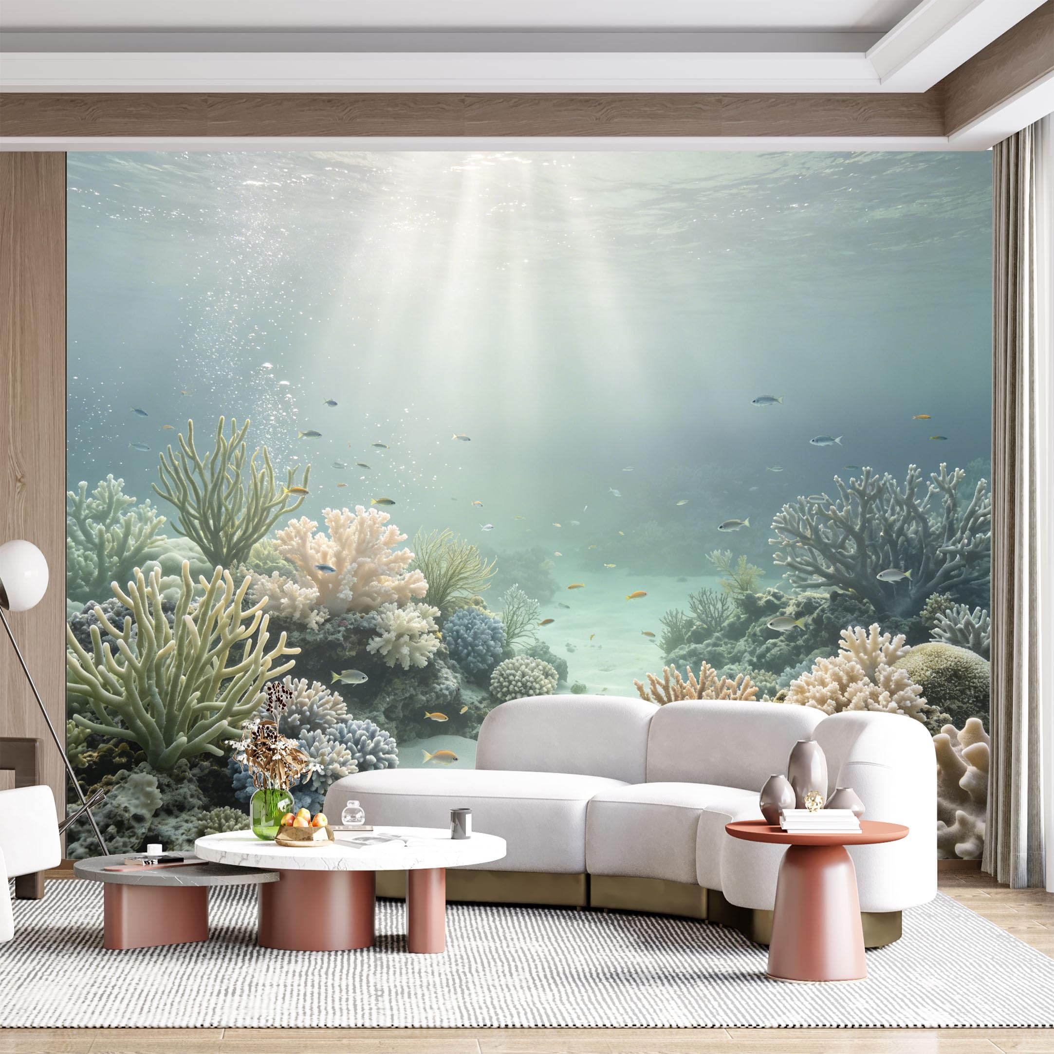 Custom Size Wall Mural Tropical Coral Reef Marine Life Ocean Seascape Underwater Landscape SelfAdhesive Wall Fabric Removable for Home Office Decor