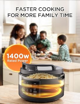 Midea Rice Cooker with 10 Functions, Nonstick Pot, 8-Cups Uncooked Rice