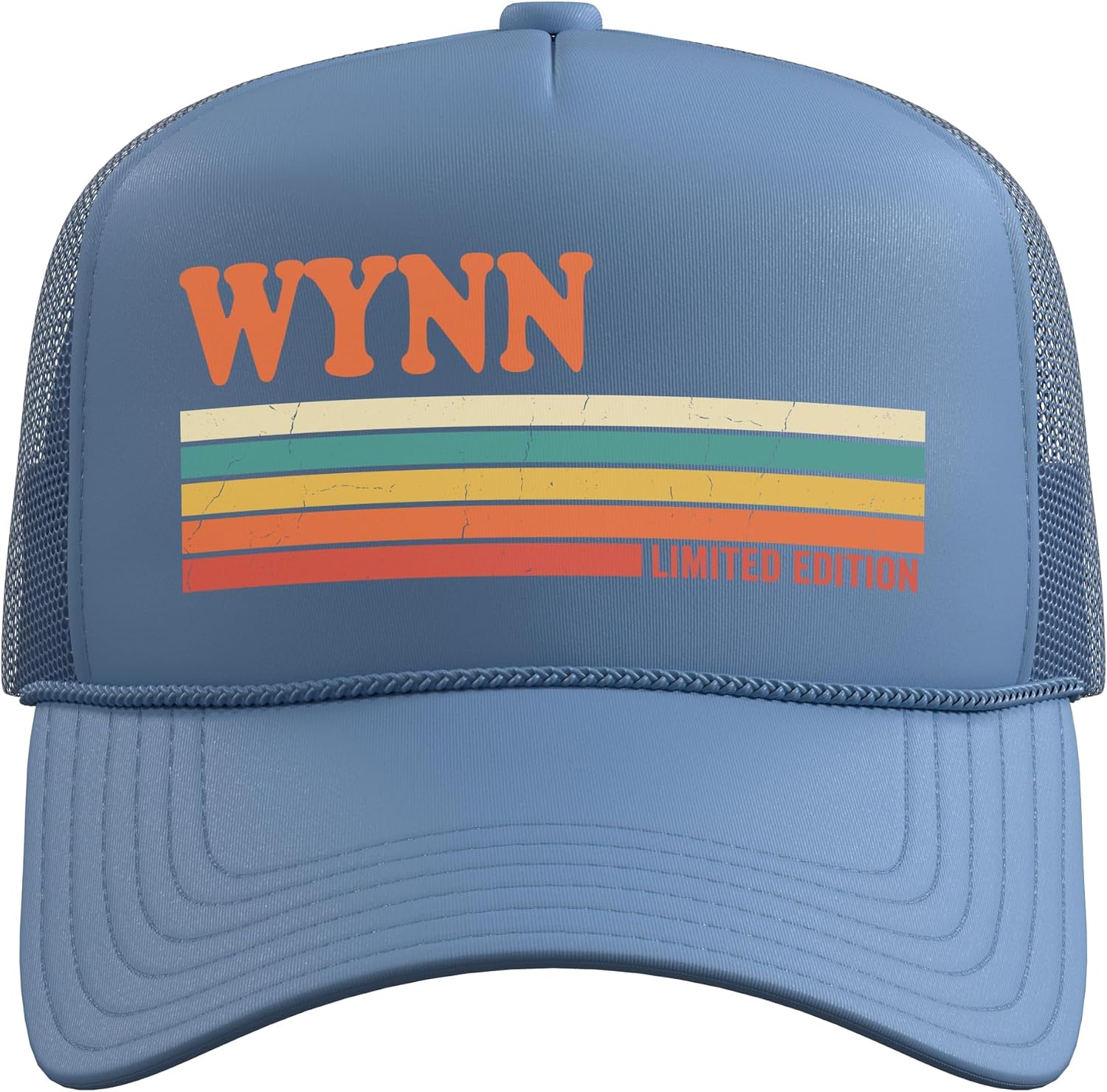 WYNN Retro Personalized First Name Vintage Stripes Trucker Hat with Adjustable Mesh Back image 2