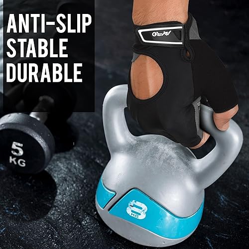 Miniatura 8 de AYRO Guantes de entrenamiento transpirables para levantamiento de pesas con agarre extra para hombres y mujeres, guantes de ejercicio con protección