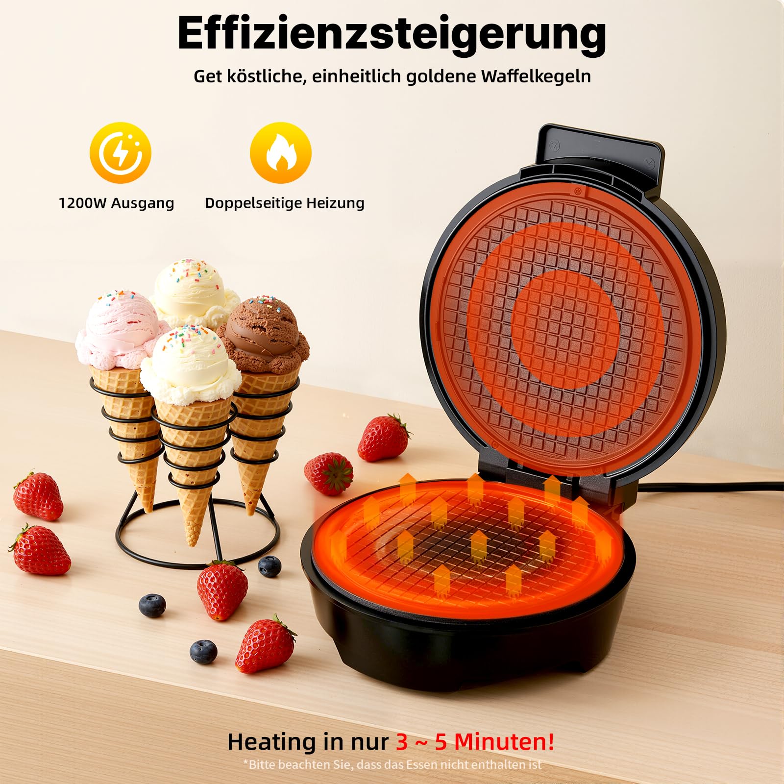 Máquina automática de bolas de acero inoxidable de 1200 W, máquina para hacer rollos de huevo con revestimiento antiadherente, moldes antiadherentes con 2 luces, 100-150 ℃, 20 cm de diámetro.
