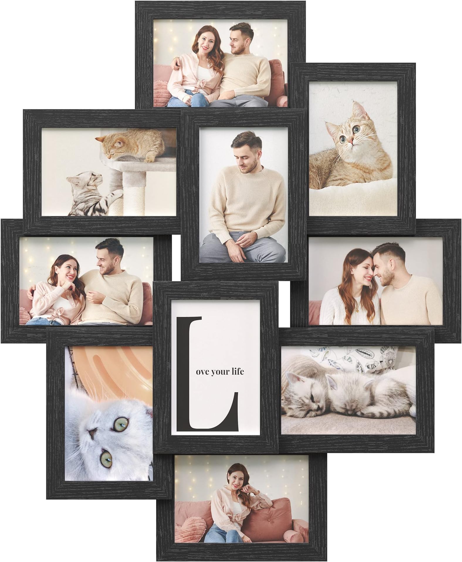 SONGMICS 4x6 Collage Picture Frames, 10-Pack Photo Collage Frame for Wall Decor, Glass Front, Assembly Required, Ink Black URPF20BK