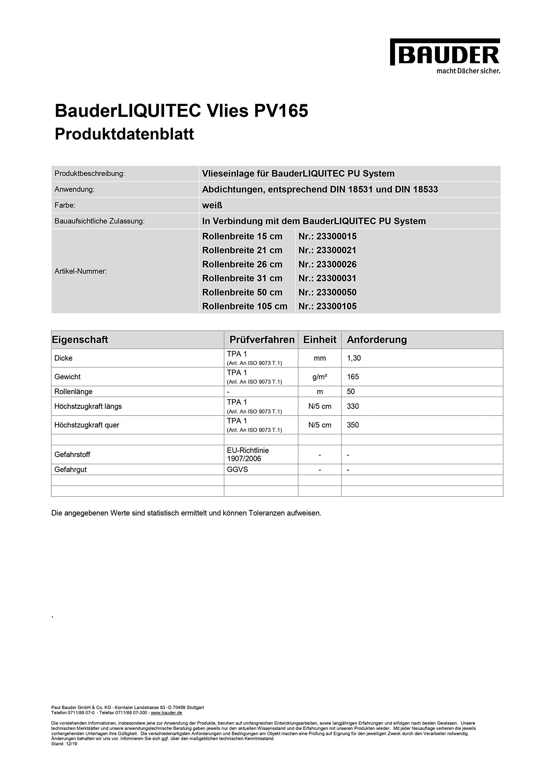BAUDER® LIQUITEC VL SP Spezialkunstfaservlies 21 cm x 50 Meter