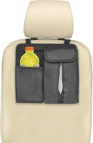 Miniatura 4 de FH Group E-Z Travel Organizador de respaldo de asiento de coche con soporte para pañuelos, para toallitas para bebé, color negro