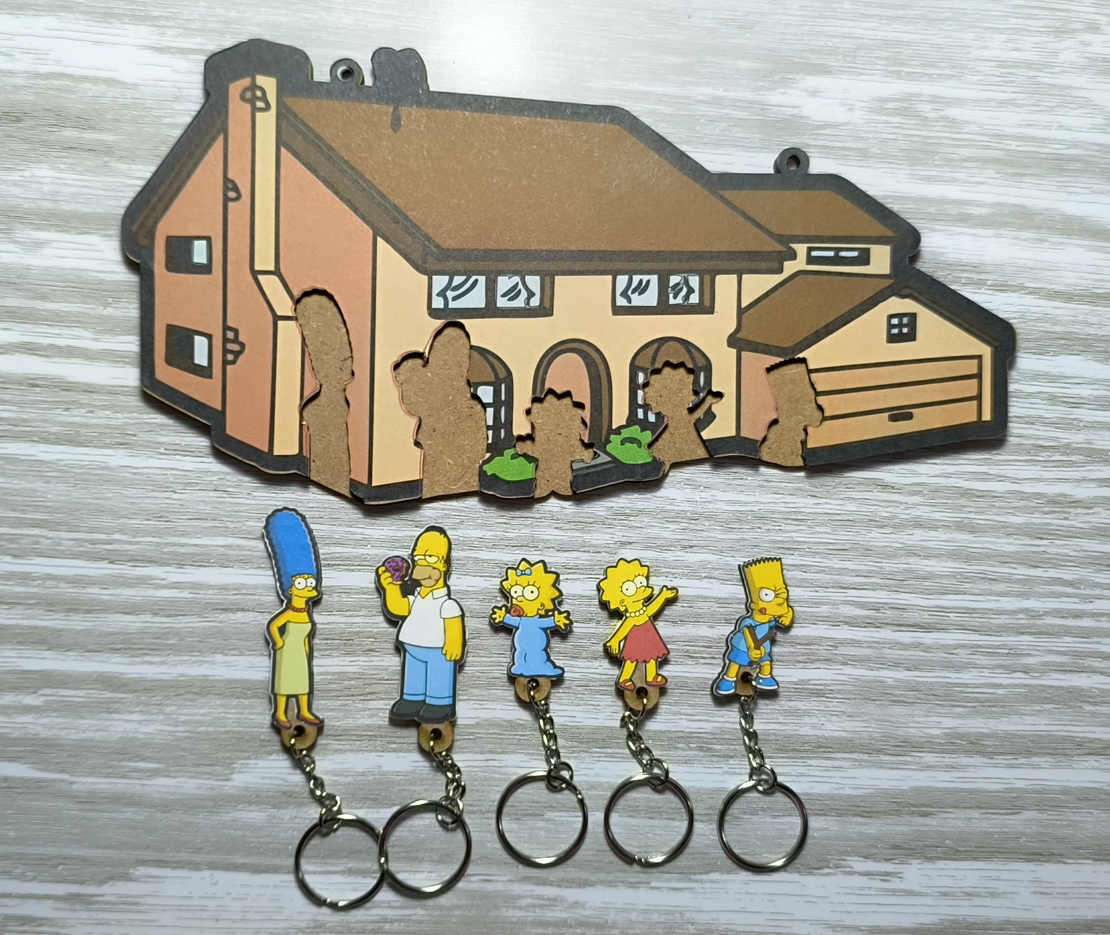 Cuelga llaves de la familia Simpsons, MDF y vinilo, 5 personajes, regalo original