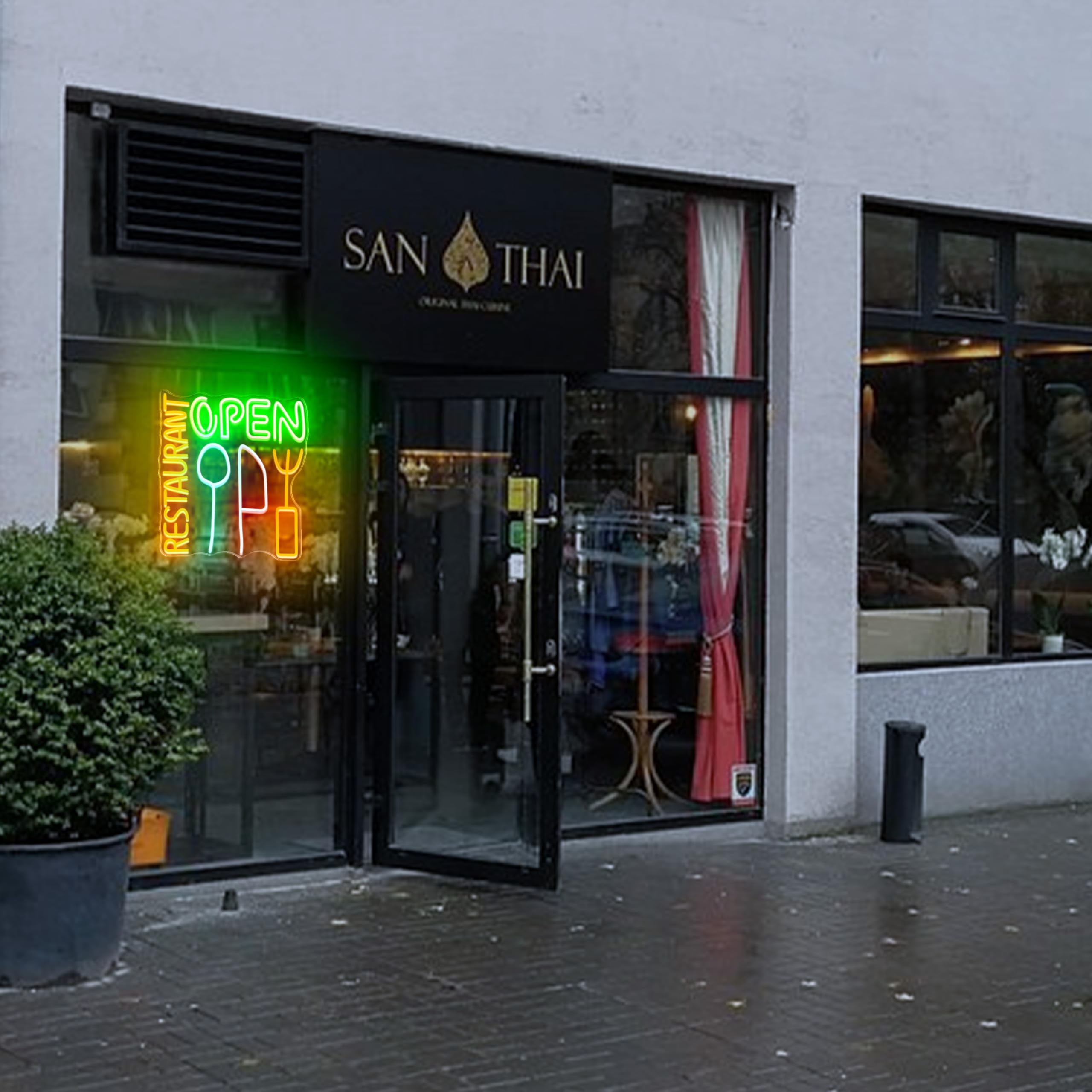 Insegna al neon multicolore con scritta "Restaurant Open", con utensili, alimentata tramite USB, per affari, sala da pranzo, bar, cucina