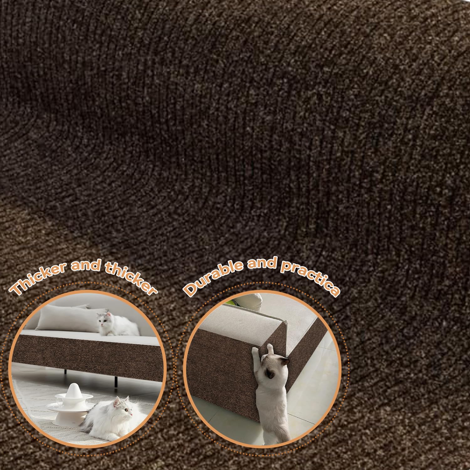 Protezione Divano Graffi Gatto, Tappeto Tiragraffi per Gatti Autoadesivo 200x40cm, Riutilizzabile e Tagliabile, Ideale per Divani, Mobili e Pareti, Tiragraffi divano, Sisal e Moquette (marrone)