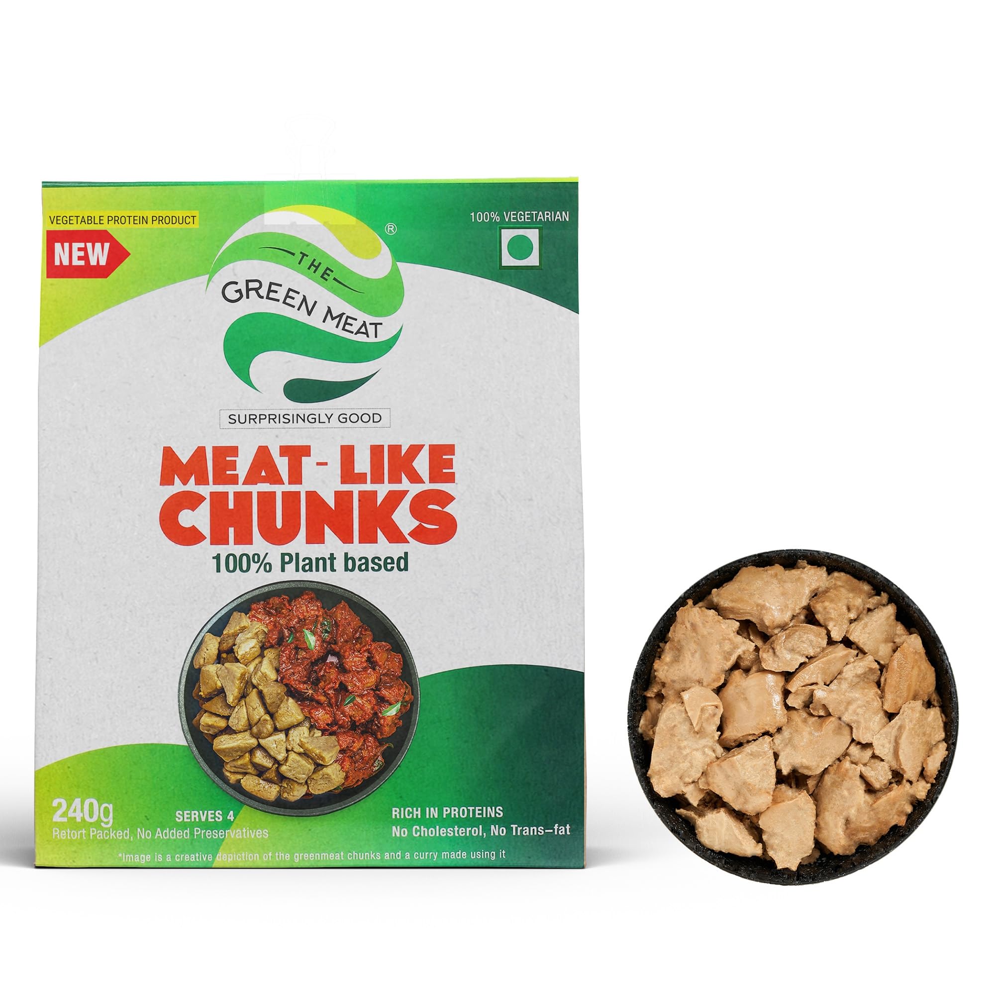 The Greenmeat Curry Cuts/Chunks, 100% Plant based & Vegetarian Meat Substitute, Easy to Cook, Rich in Proteins & Fibres, Low Fat, Pack of 1 (240g) (B0DGXX34MY) Amazon Price History, Amazon Price Tracker