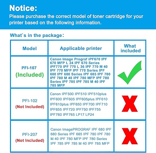 Miniatura 2 de LCL Cartucho de tinta compatible de repuesto para Canon PFI107 PFI-107 PFI107Y PFI-107Y 6708B001 Image Prograf iPF670 IPF 670 MFP L 24 IPF 670