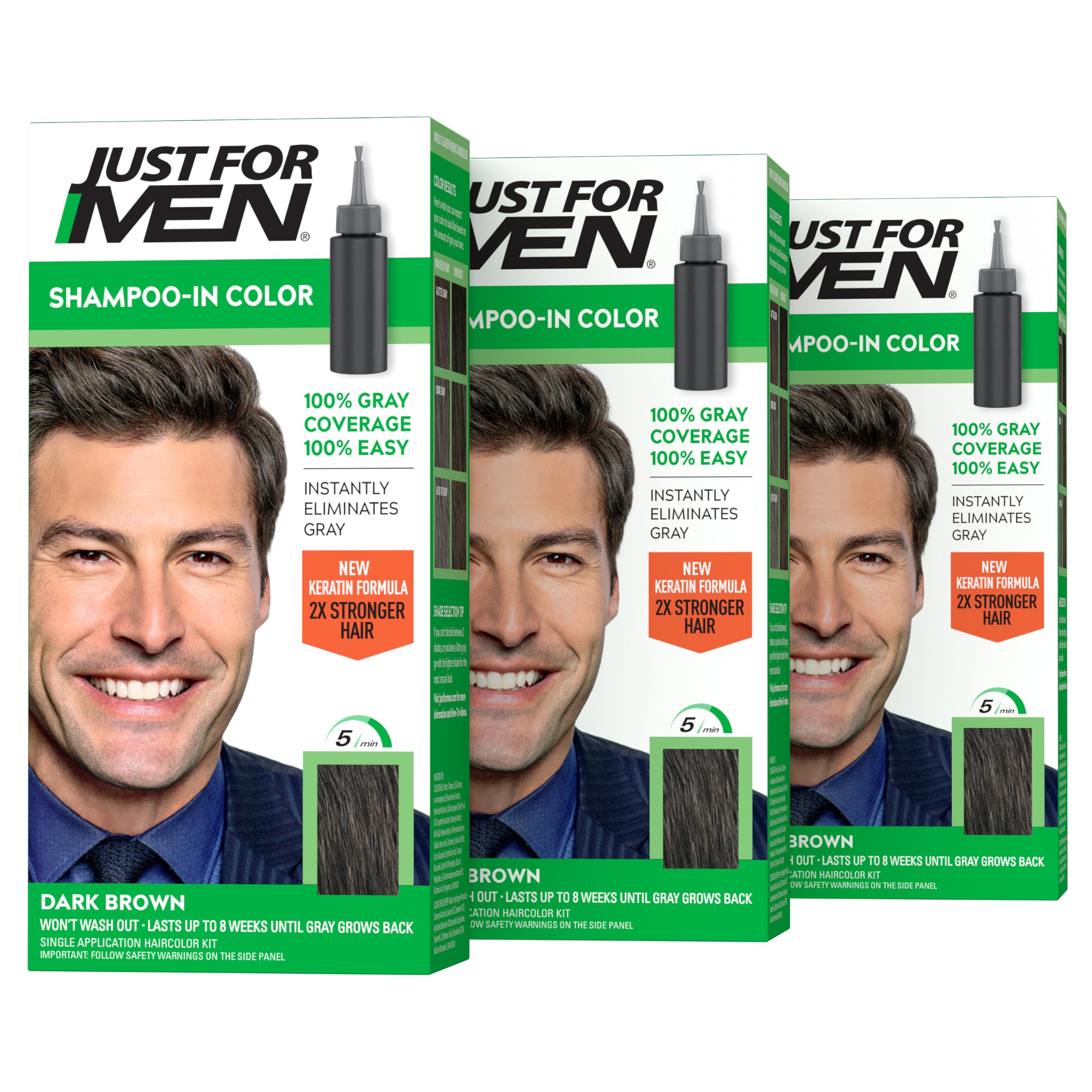 Just for Men Shampoo In Hair Color Dark Brown H-45 1 application (Pack of 3)-picture-43
