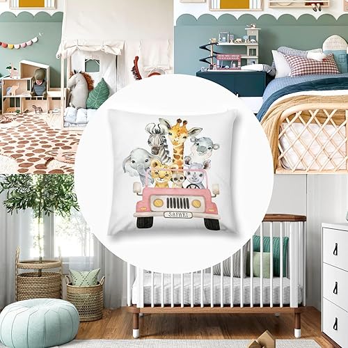 Miniatura 7 de HawSkgFub Funda de almohada decorativa para bebé, niño y niña, con diseño de animales de safari, funda de cojín de cebra, elefante de selva,