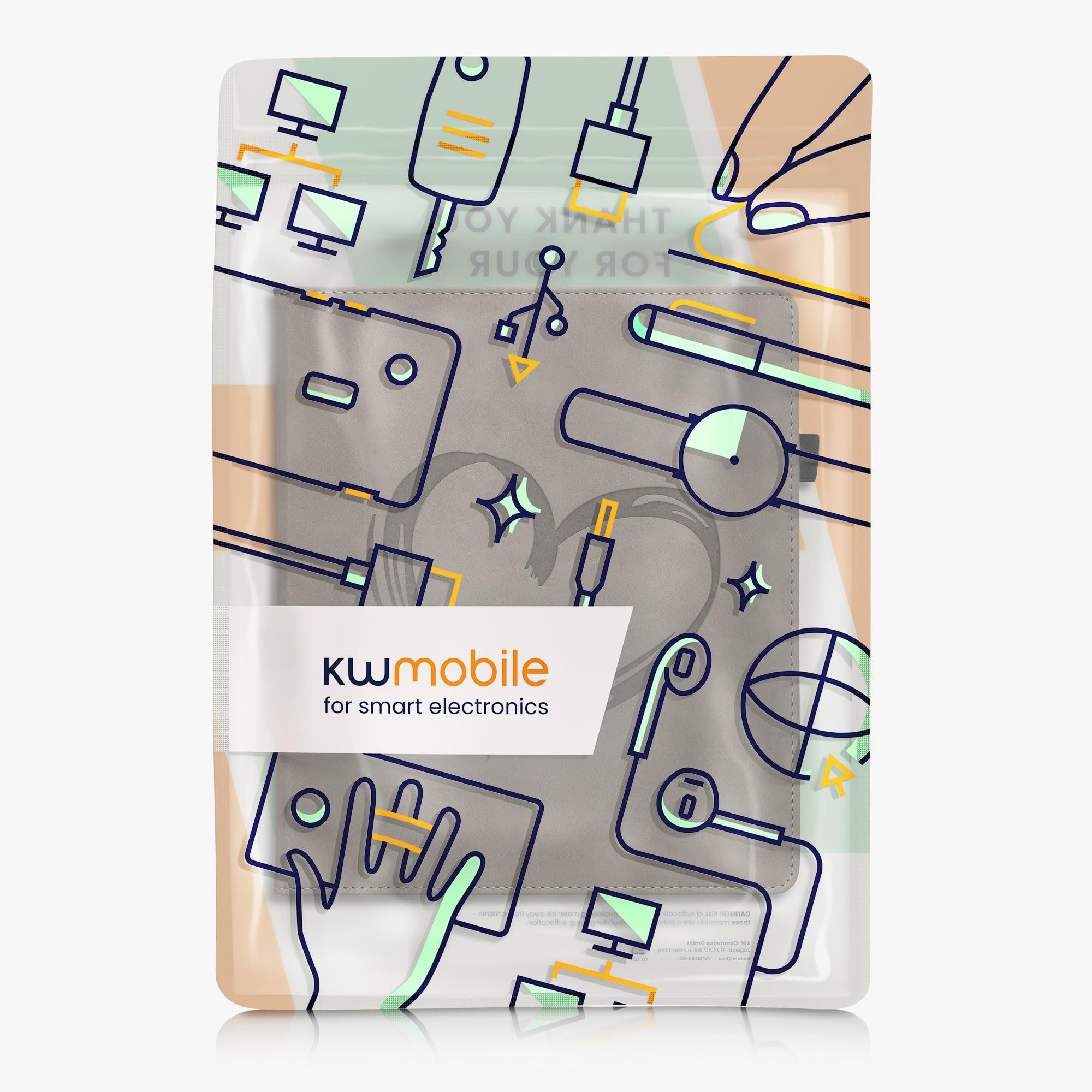 kwmobile Carcasa Compatible con Amazon Kindle Scribe (2022/2024) Funda - Funda con Stand Agarre de Mano y Tarjetero - Dibujo de corazón