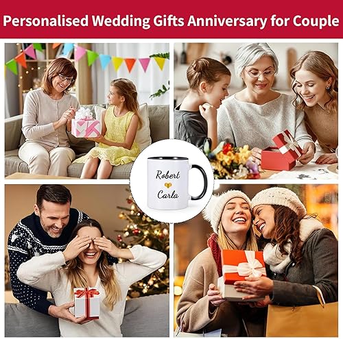 Miniatura 7 de Regalo de boda del 50 aniversario para padres – Beber café juntos desde 1973 taza de café personalizada con nombre de pareja y año de boda, regalos