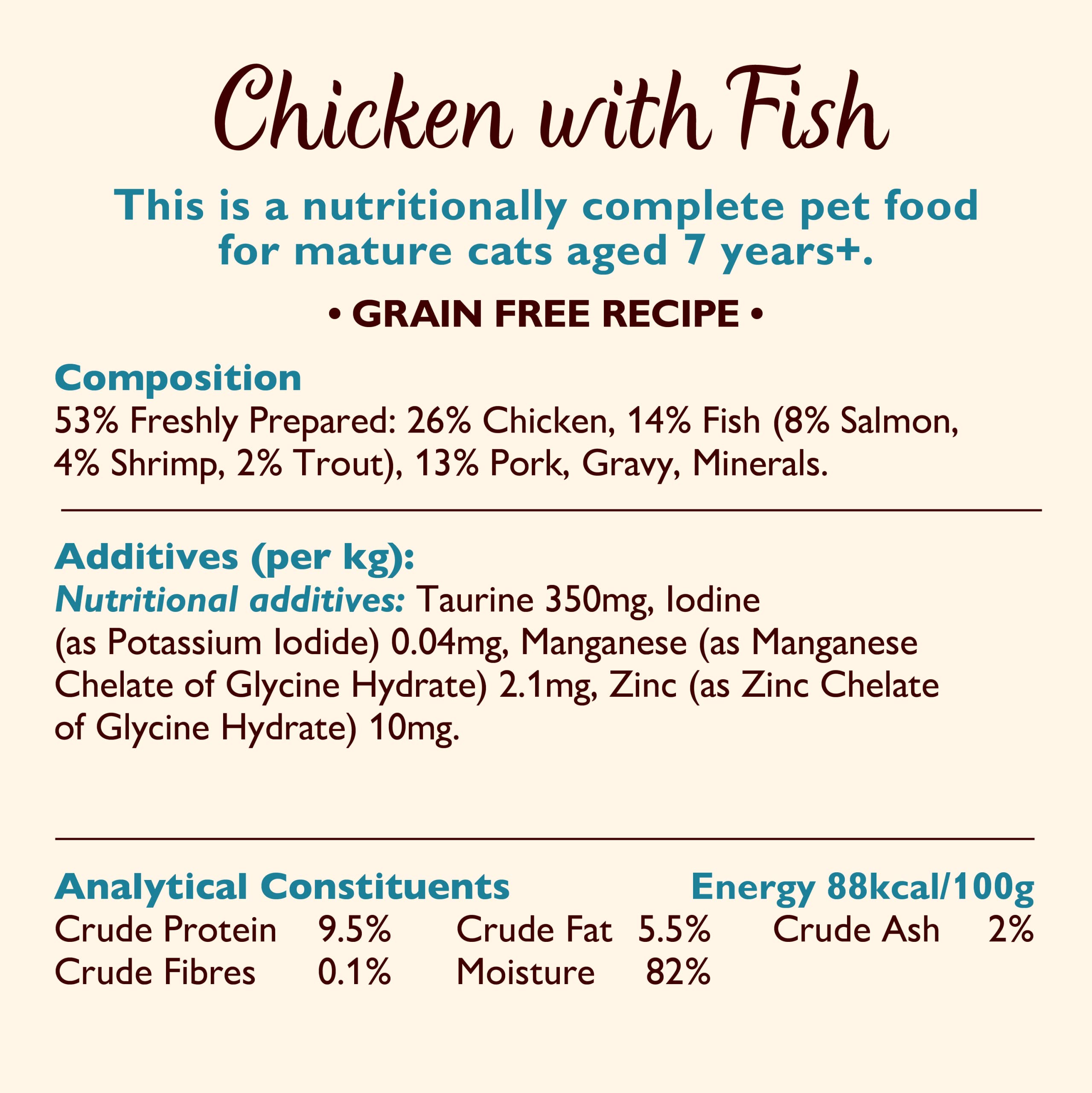 Lily's Kitchen Wet Cat Food for Mature Cats 24 x Tins (85g) - Ricetta per gatti senior con pollo e pesce
