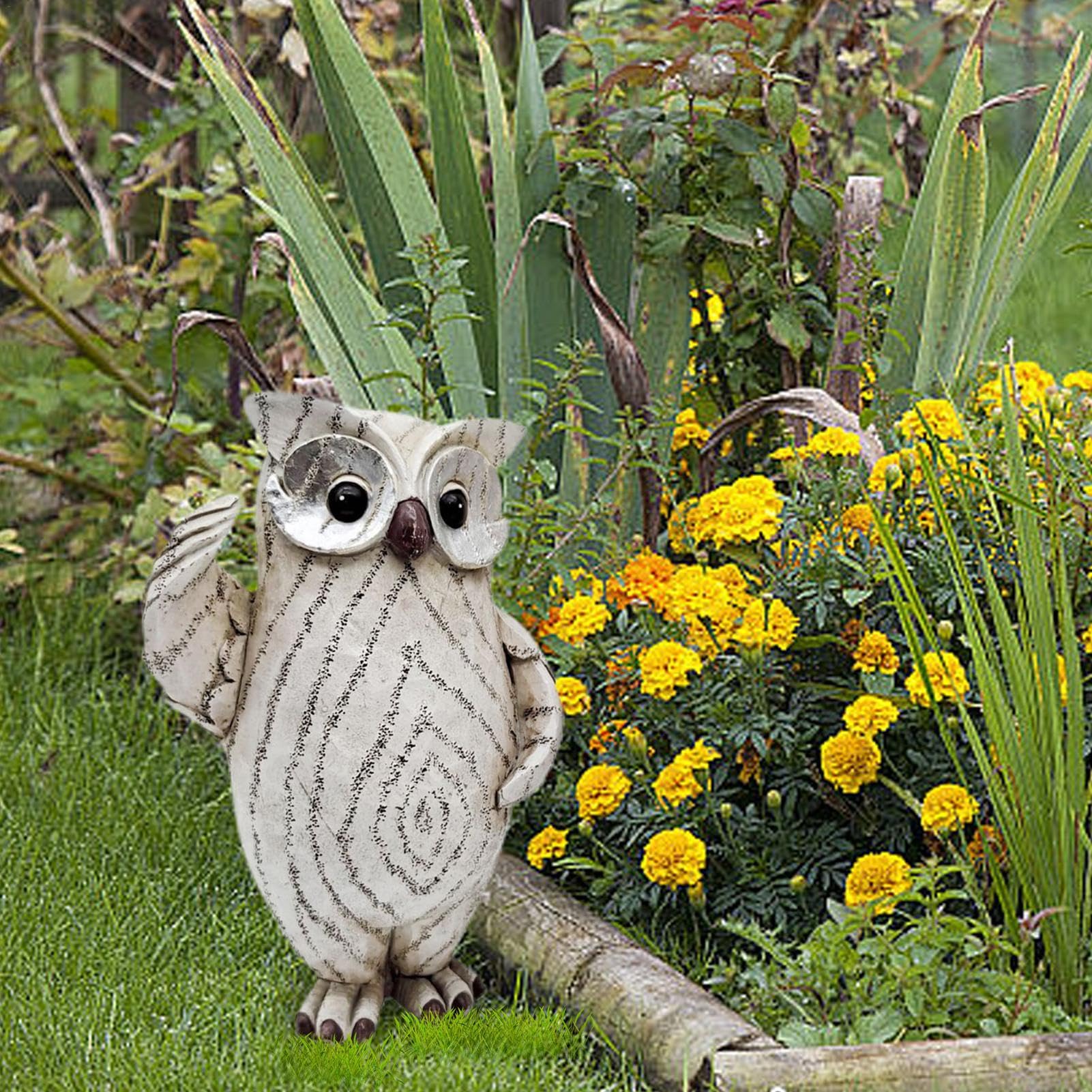 Gufo Decorativo Artificiale Con Piume – Realistico, 18 Cm – Bianco, Per Giardino E Casa