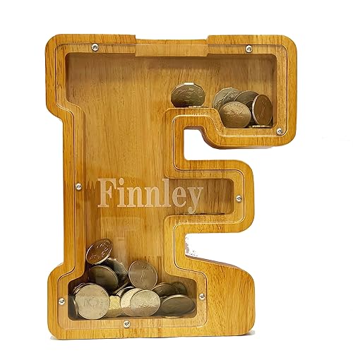 Vista 75 de Personalized Wooden Alphabet Piggy Bank-Kids Piggy Bank-Boys Girls Piggy Bank-Coin Piggy Bank-Bank-Can be Used as Christmas-Birthday Gift-Kids Gift